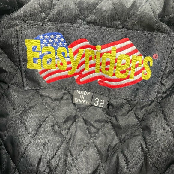 EZ Rider black quilted leather fringe motorcycle jacket. - Picture 4 of 5